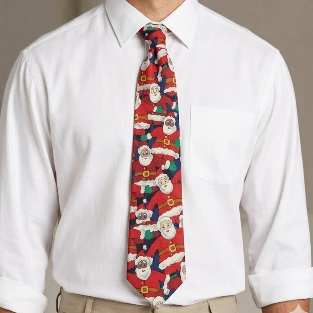 Save the Children Santa Claus Red Silk Neck Tie 56"